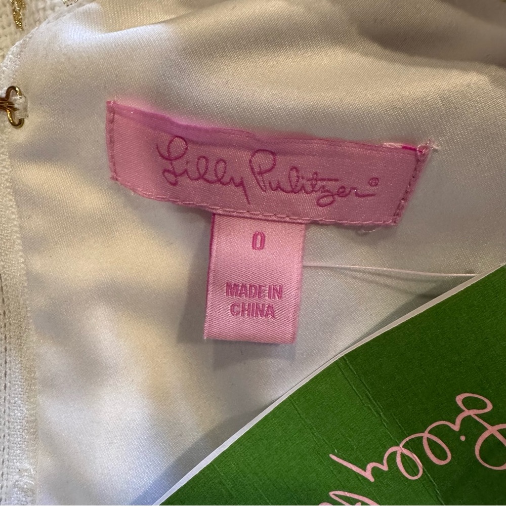 NWT Lilly Pulitzer Laidley Dress in Gold Metallic Sneak A Peek Sz 0 - Picture 13 of 16